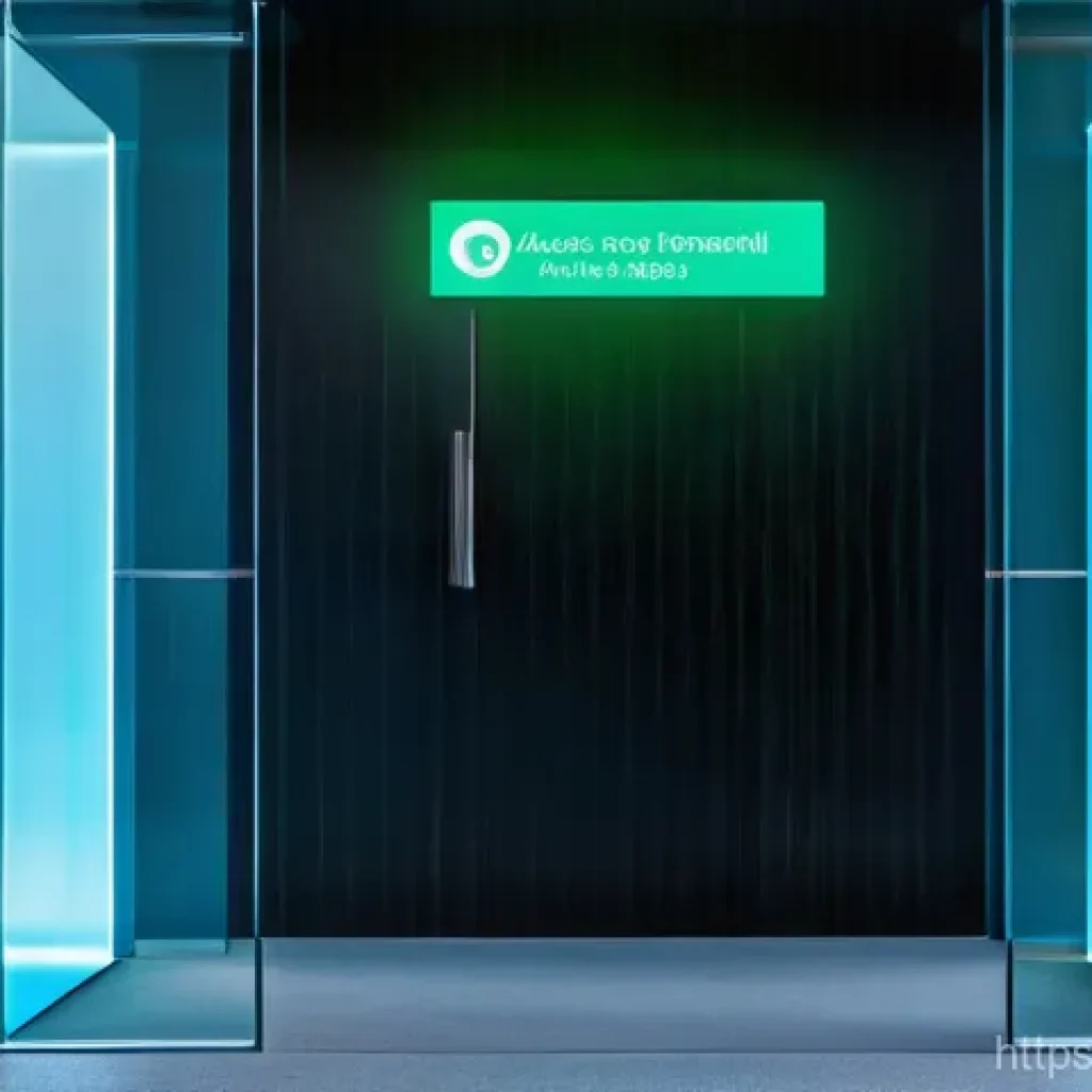 보안 카메라와 생체 인식의 융합 - **Prompt:** A futuristic, bright office lobby at a high-tech company. A diverse business professiona...