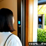 보안과 편의성을 동시에 고려하는 방법 - Photorealistic modern smart home entryway at golden morning light, a casually dressed adult unlockin...